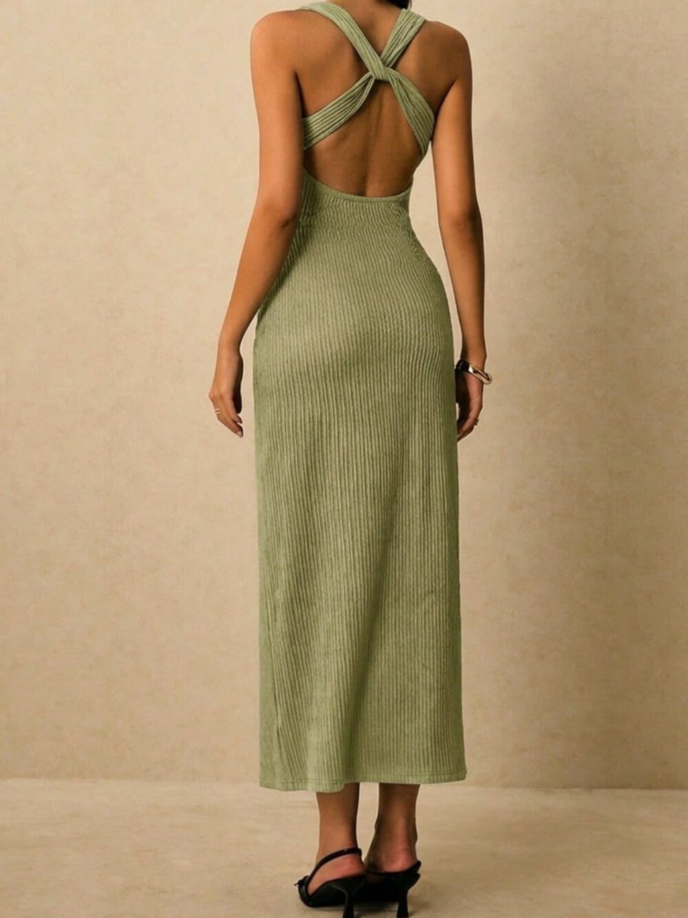 Mint Green Casual Women's Minimalist Elegant Dress - Picture 2 of 7